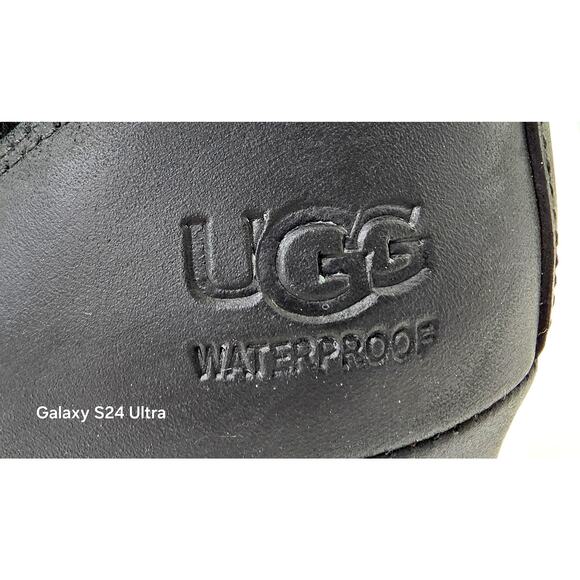 UGG Australia Valory Wedge Boots Black Suede Leather Waterproof Bootie Women's 7 - Picture 8 of 10